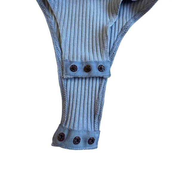 Promesa Periwinkle Bodysuit Dotted Swiss Balloon Sleeves with Flared Cuff Medium - Picture 6 of 9